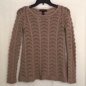 INC brown sweater with gold thread accent